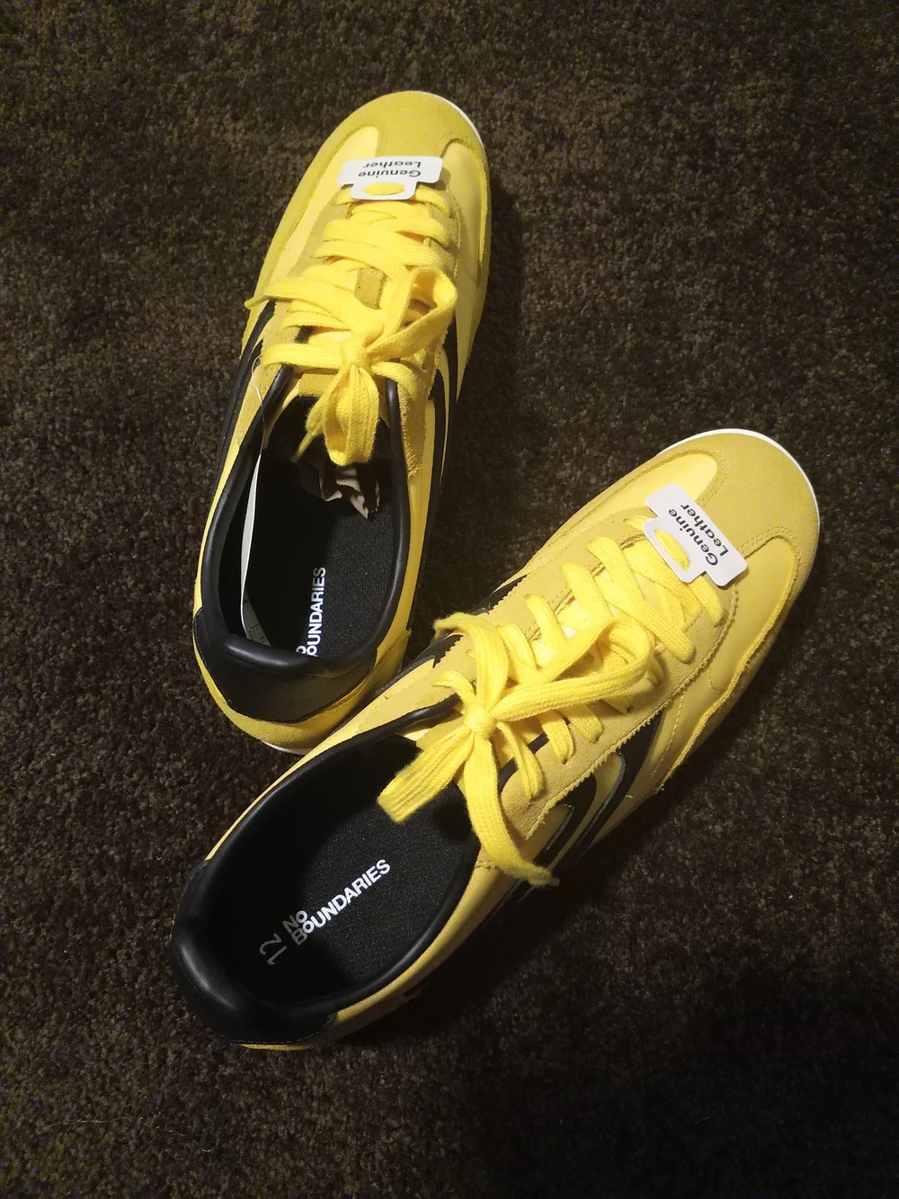 No Boundaries Men's NB Slim Yellow and Black Low-Top Sneakers Sz 12